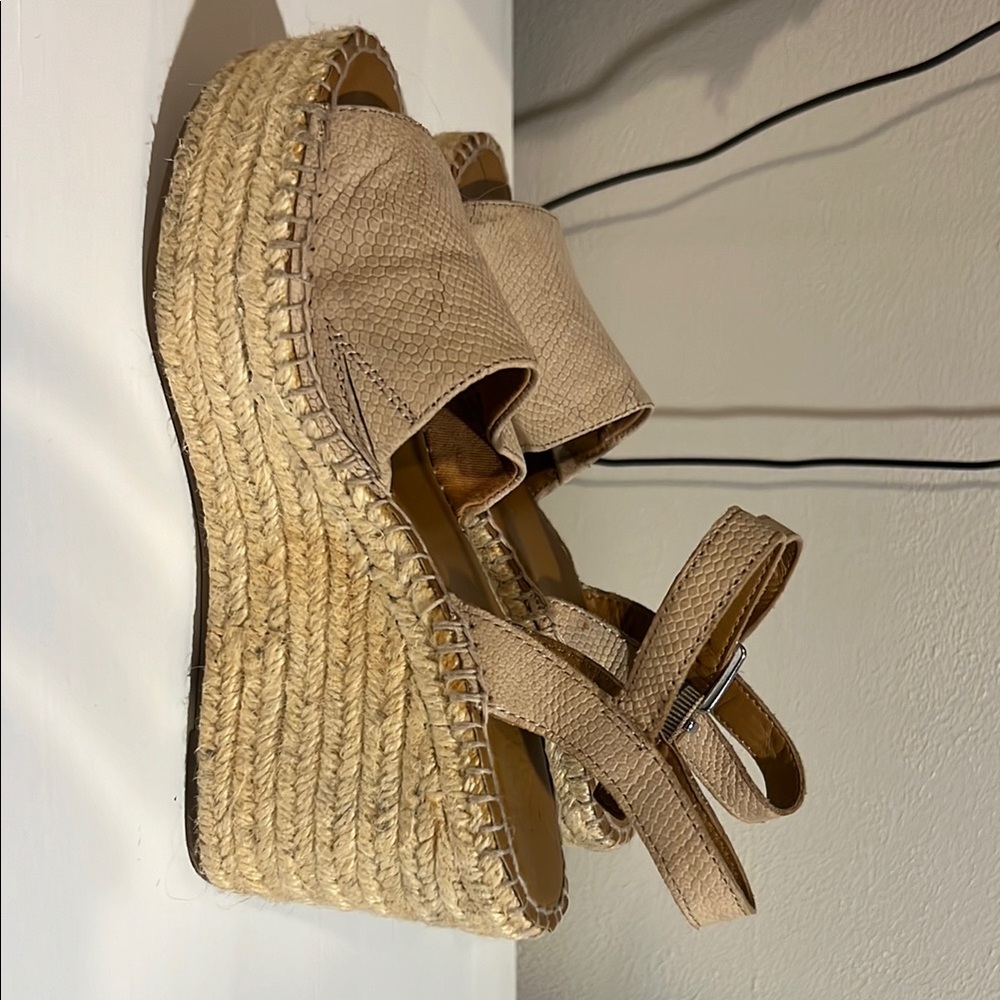 Tan Franco Sarto Wedge Espadrille Sandals